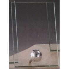 Clear Glass Plaque Award w/Silver Baseball Accent & Silver Plastic Mounts (7"x9.5")