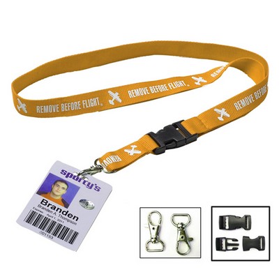 1/2" Polyester Lanyard with Metal Swivel Clasp & Snap Buckle Release