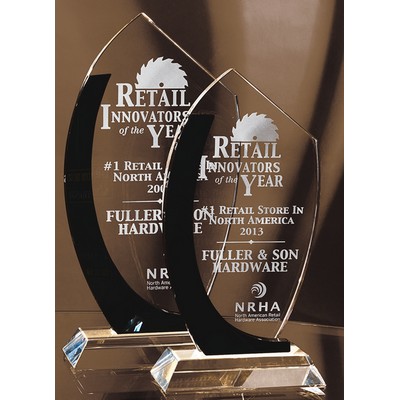 Clear Crystal Award With Black Stripe