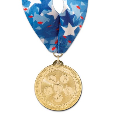Field Events Brite Laser Medal w/Stock Millennium Neck Ribbon (2")