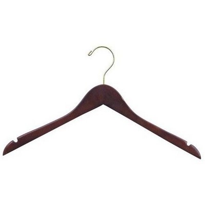 Flat Wooden Walnut & Brass Dress Hanger