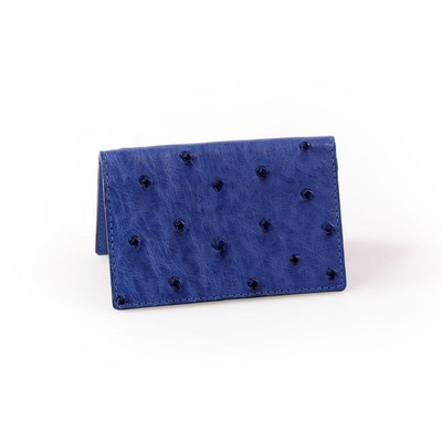 Ostrich Leather Business Card Case - Blueberry - Borlino