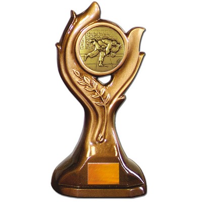 Stock Victory 9" Trophy with 2" Judo Coin and Engraving Plate