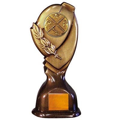 Stock Classic 10" Trophy with 2" Swimming Male Coin and Engraving Plate