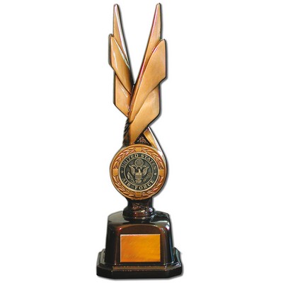 Stock Phoenix 14" Trophy with 2" US Air Force Coin and Engraving Plate