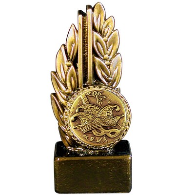 Stock 7" Laurel Trophy With 2" Carnival Coin and Engraving Plate