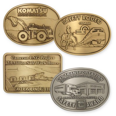 Die Struck Championship Size Solid Brass Satin Finish Buckle (3 1/2" to 4" Length)