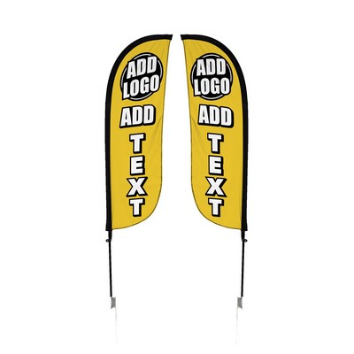 Custom Double Sided 5' Feather Flag w/ Ground Spike Pole Set