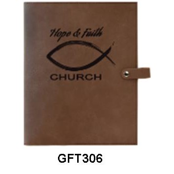 Leatherette Bible/Book Cover - Dark Brown/Engraves Black
