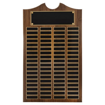Solid Walnut Perpetual Plaque, 14 x 25", 72 plates