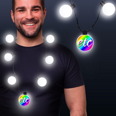 White LED Medallion Ball Necklace(Pad Printed)