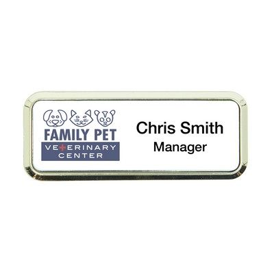 Plastic Framed Badges Rounded Corners (1"X3") (Screened & Engraved)
