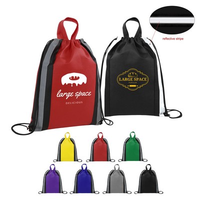 Small Reflective Non-Woven Drawstring Bag