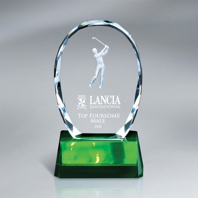 Crystal Oval with Golfer on Green Base (3 1/2"x6 1/4")