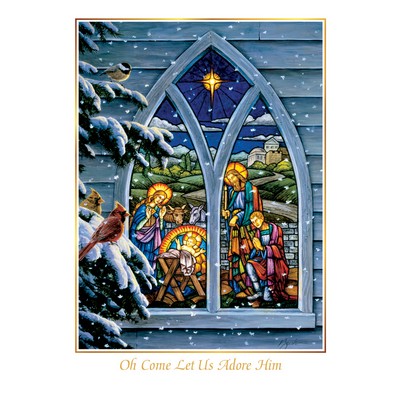 Stained Glas Nativity Christmas Cards