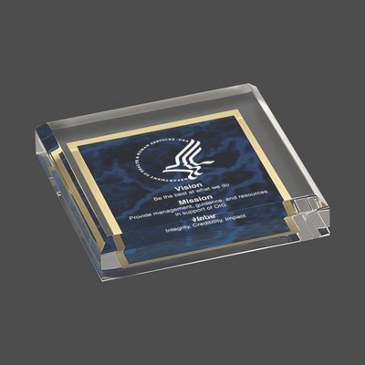 Blue Marbleized Paperweight Acrylic (3¾"x3¾")