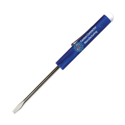 Pocket Screwdriver - Fixed 1/8" Flat Tip Blade + Button Top