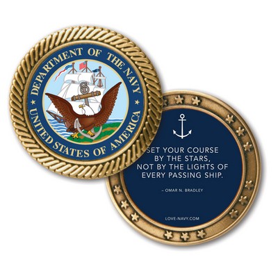 Rope/Star Gold Tone Challenge Coin (Made in USA)