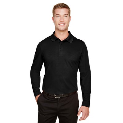 Devon and Jones® Men's CrownLux Performance® Plaited Long Sleeve Polo Shirt