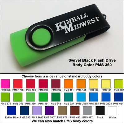 Swivel Black/Lime Green Flash Drive (256 MB Memory)