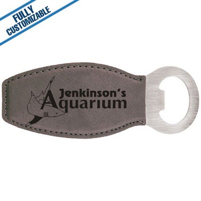 Gray Leatherette - Bottle Opener With Magnet
