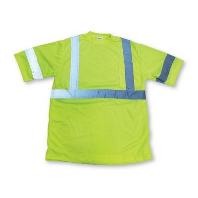Lime Green Dry Polyester Short Sleeved Safety Shirt