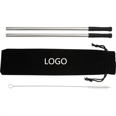 Reusable Steel Straw Kit with Cleaning Brush