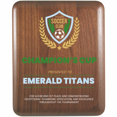 8" x 10" Elliptical Edge Round Corner Genuine Walnut Plaque