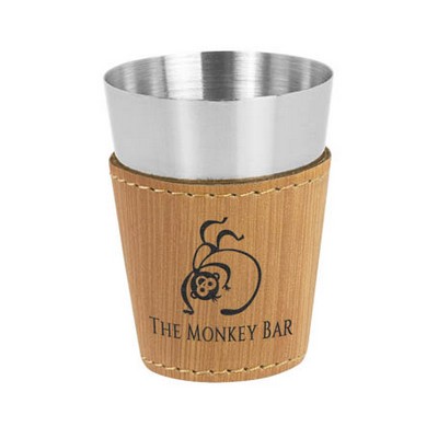 Leatherette Shot Glass (Bamboo Brown/Black)