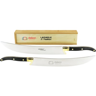 Laguiole Champagne Saber Knife w/Ebony Brown Handle