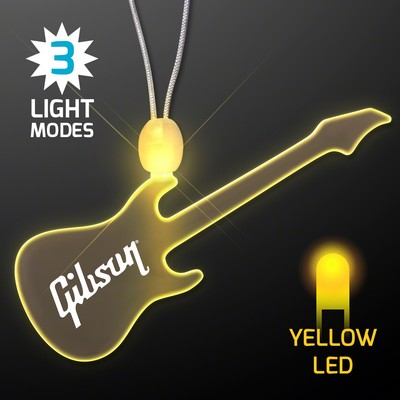 Light Up Acrylic Guitar Necklace with Yellow LED  - PRINTED