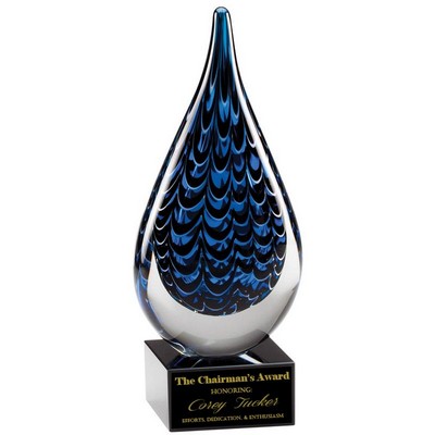 9 ¾" Art Sculpture Blown Glass Award w/Mixed Colors