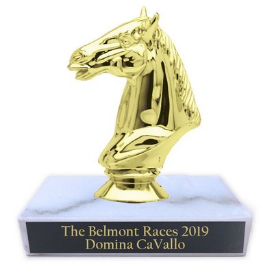 4" Horse Head Trophy w/White Marble Base