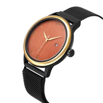 Red Sandalwood & Mesh Watch