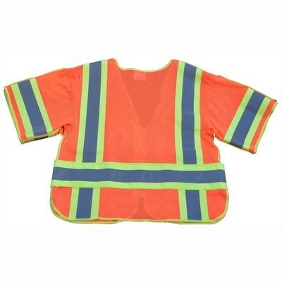 Orange Mesh Two Tone Deluxe ANSI 107-2015 Class 3 Breakaway Short Sleeve Vest