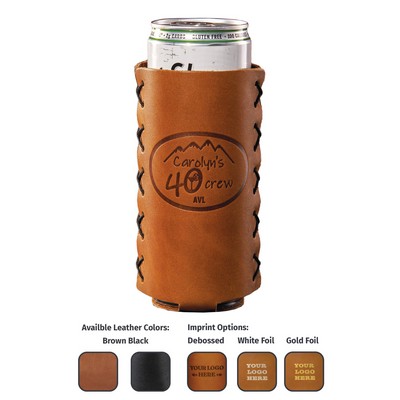 Full-Grain Leather SLIM Can Holder- 12oz aluminum slim can