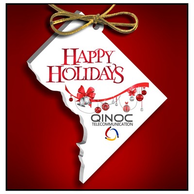 DC, District of Columbia Ornament in White Acrylic