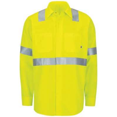Red Kap - Men's Long Sleeve Hi-Visibility Ripstop Work Shirt - Type R, Class 2