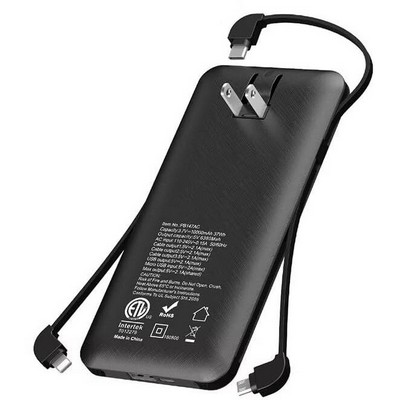 10,000mAh All-in-One Power Bank with AC Plug