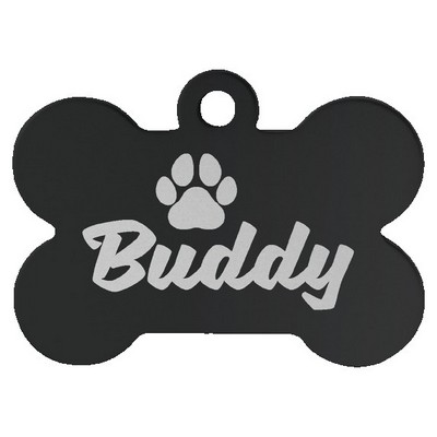 Anodized Aluminum Black Bone Pet Tags, Engraved, 1 1/2" x 1"