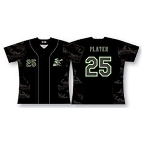 Two Button Up Trim Stripe Baseball Jersey w/Patterned Sides