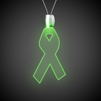 24" Green Ribbon Light-Up Pendant Necklace(Laser Engraved)