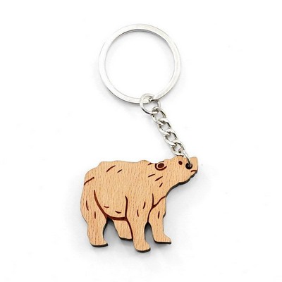 Polar Bear Wood Keychain