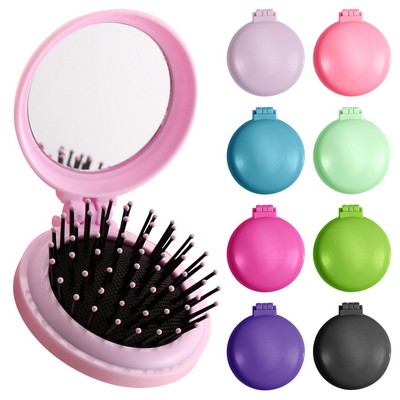 Folding Plastic Comb w/Mirror