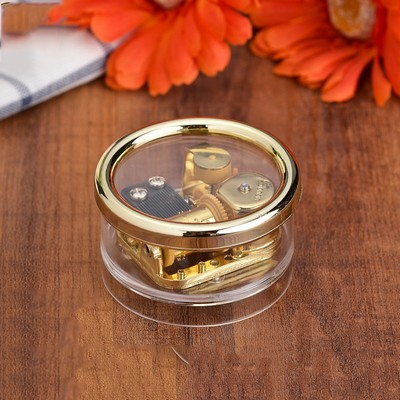 Round Box Shaped Spring Acrylic Music Box #4