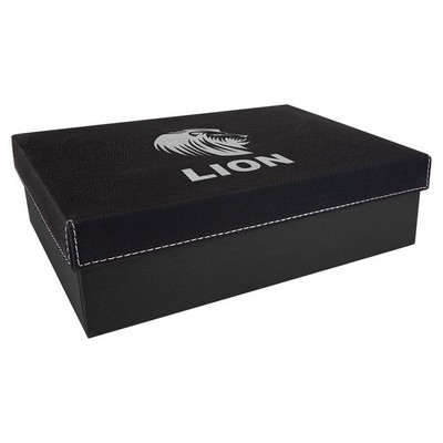 9 3/4" x 7" Black/Silver Gift Box with Leatherette Lid