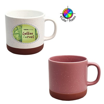 13 Oz. Satin Mauve Speckled Vintage Phoenix Mug w/Terra Cotta Base - Dishwasher Safe - Full Color
