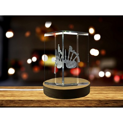 Bagpipe 3D Engraved Crystal Trophy