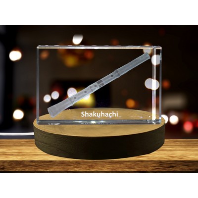 Shakuhachi 3D Engraved Crystal Trophy - Japanese Flute Keepsake
