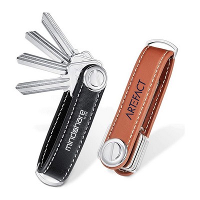 Faux Vegan Leather Key Organizer Compact Key Holder Folding Pocket Key Holder up to 16 Keys